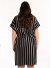 Vertical Strip Print Dress W/ Belt & Zipper